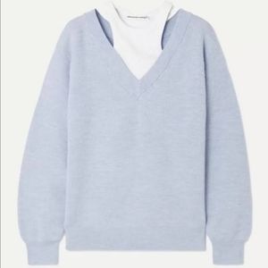 alexander wang.t classic bi-layer sweater in blue